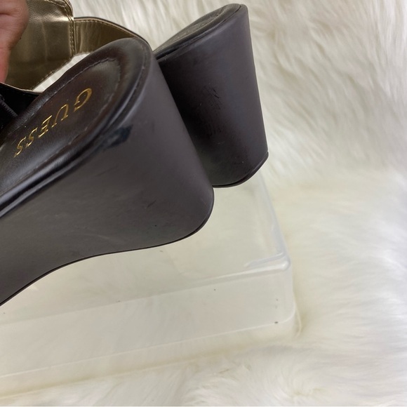 GUESS LOGO WEDGE SANDALS THONG SLIP ON SHOES SIZE 8 - Picture 7 of 11